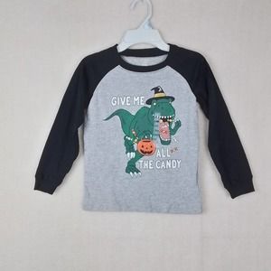Carter's Long Sleeve Cotton Graphic Raglan‎ Tee Size 5 Halloween Dino